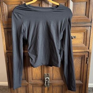 Lulu All it takes back-twist rib long sleeve Blk size 8